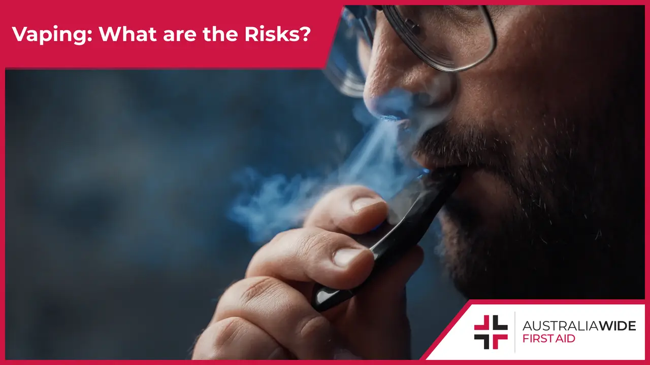 Infographic of a Man Smoking a Vaping Device